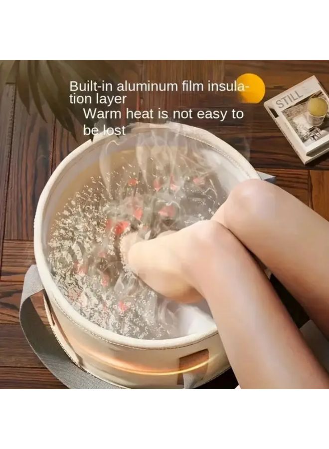 Beige Portable Foldable Foot Soaking Tub For Travel Camping Relaxation - Image 5